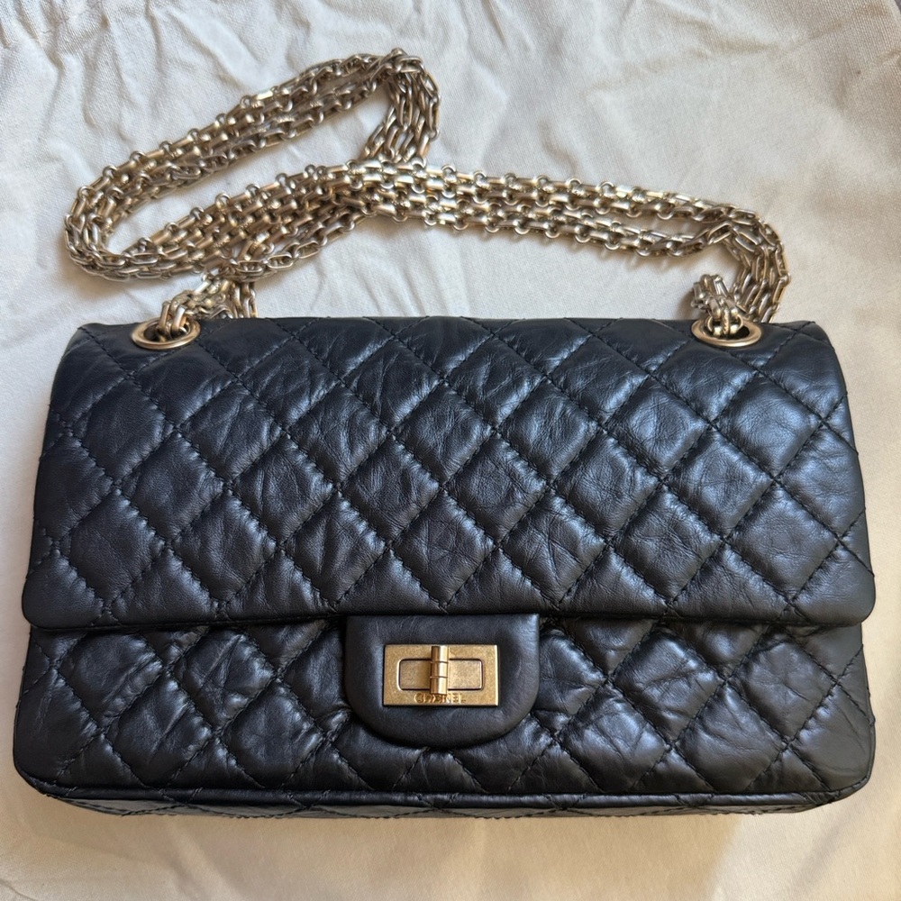 Chanel 2.55 Reissue Double Flap Bag Black w/ Gold Hardware Size 225/Medium